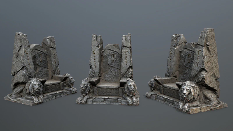 Lion Stone Throne 3D Model .c4d .max .obj .3ds .fbx .stl .blend 