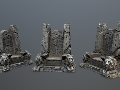 Lion Stone Throne 3D-Modell
