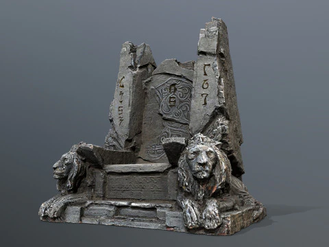 Lion Stone Throne 3D Model