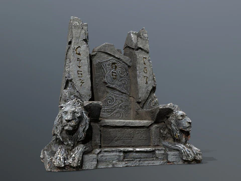 Lion Stone Throne 3D Model