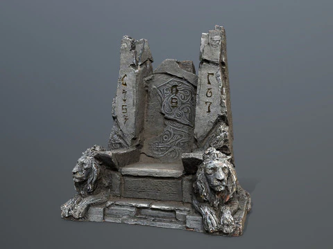 Lion Stone Throne 3D Model