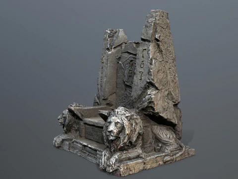 Lion Stone Throne 3D Model