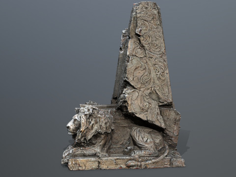 Lion Stone Throne Modello 3D