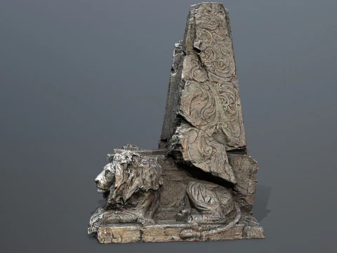 Lion Stone Throne 3D Model