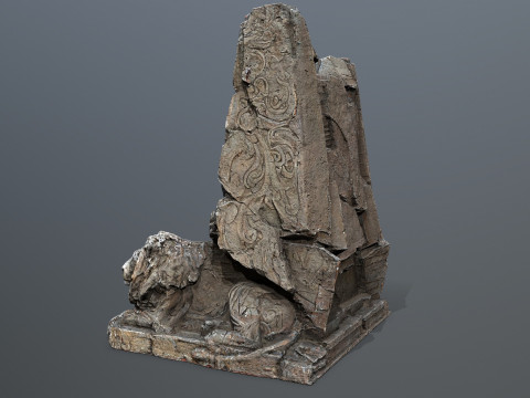 Lion Stone Throne Modello 3D