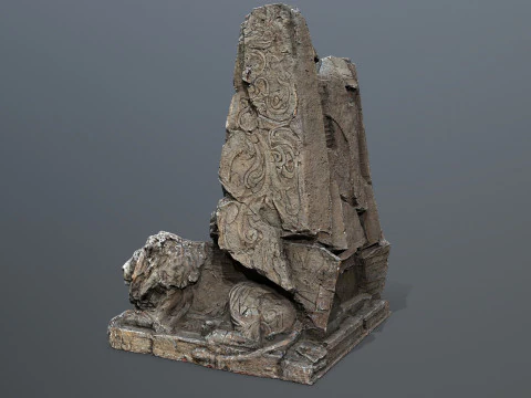 Lion Stone Throne 3D Model
