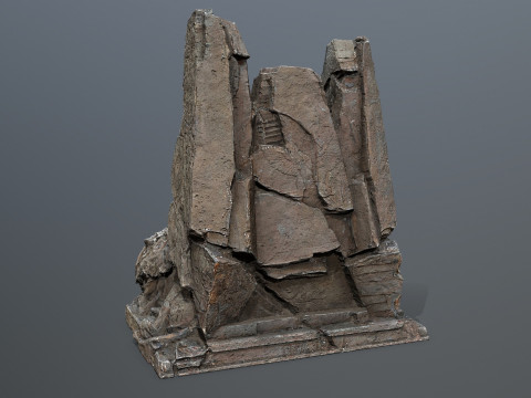 Lion Stone Throne Modello 3D