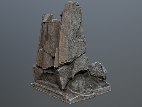 Lion Stone Throne Modello 3D