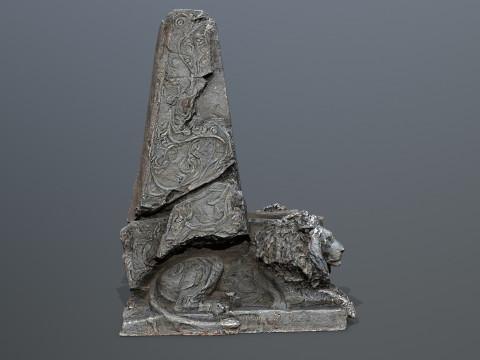 Lion Stone Throne Modello 3D