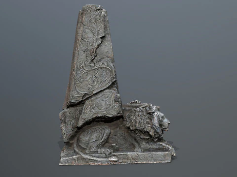 Lion Stone Throne 3D Model