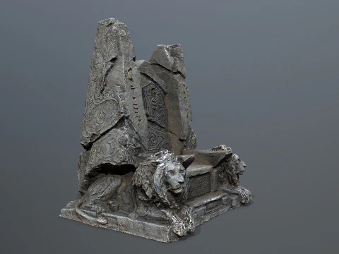 Lion Stone Throne 3D Model