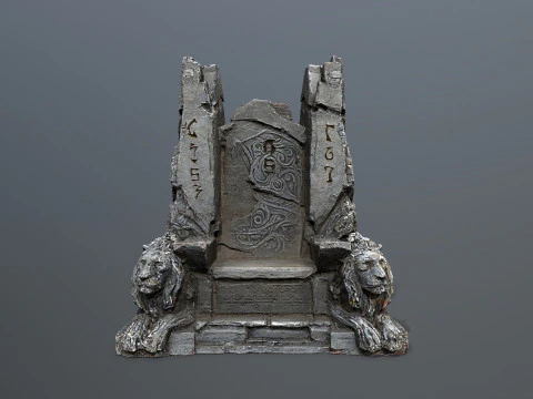 Lion Stone Throne 3D Model