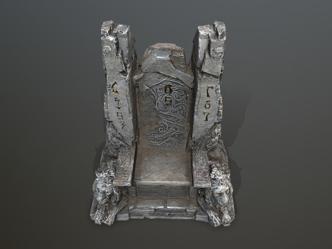 Lion Stone Throne Modello 3D