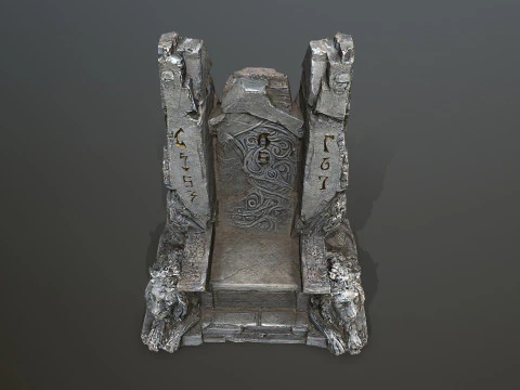 Lion Stone Throne 3D Model