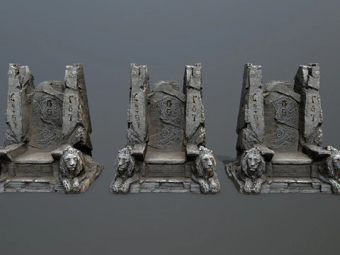Lion Stone Throne 3D Model