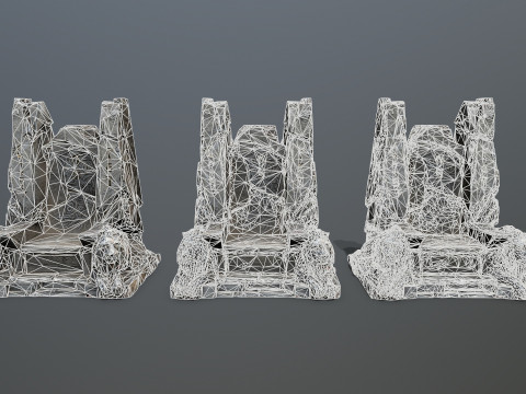 Lion Stone Throne Modello 3D