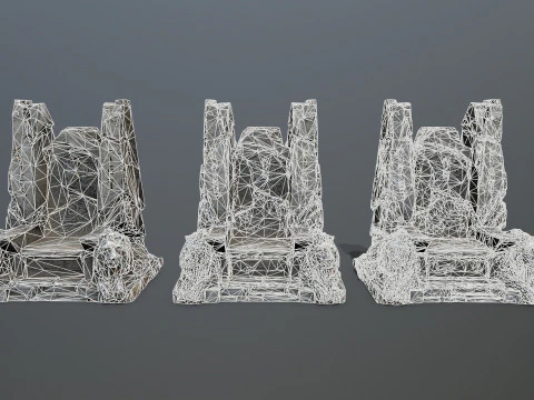 Lion Stone Throne 3D Model