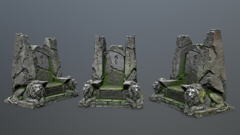 Lion Stone Throne Model 3D .c4d .max .obj .3ds .fbx .stl .blend
