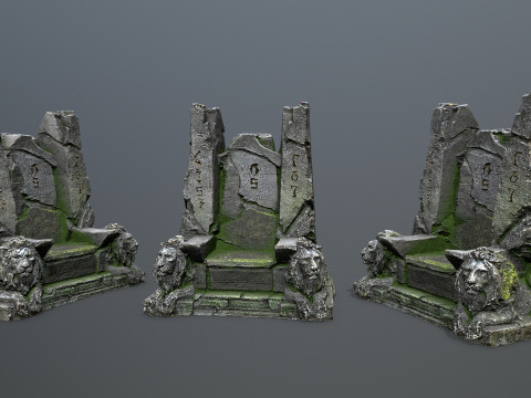 Lion Stone Throne 3D मॉडल