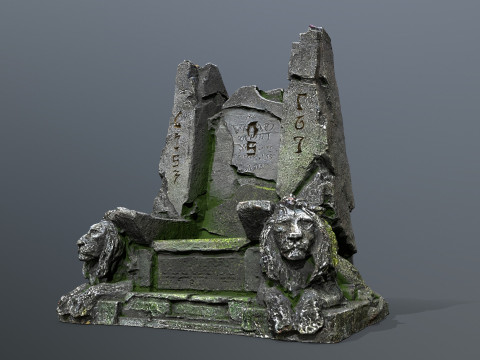 Lion Stone Throne Modèle 3D