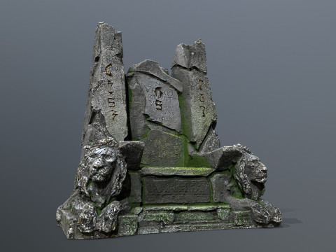 Lion Stone Throne Modèle 3D