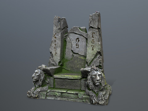 Lion Stone Throne Modèle 3D