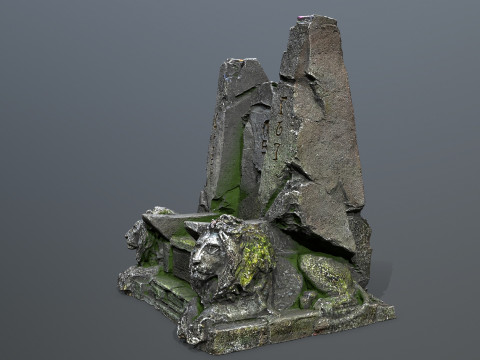 Lion Stone Throne Modèle 3D