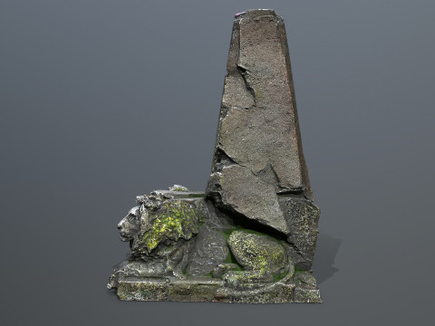 Lion Stone Throne Modèle 3D