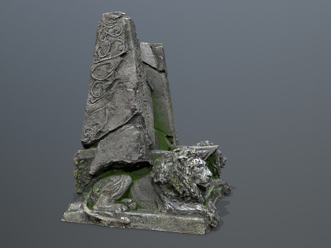Lion Stone Throne Modèle 3D