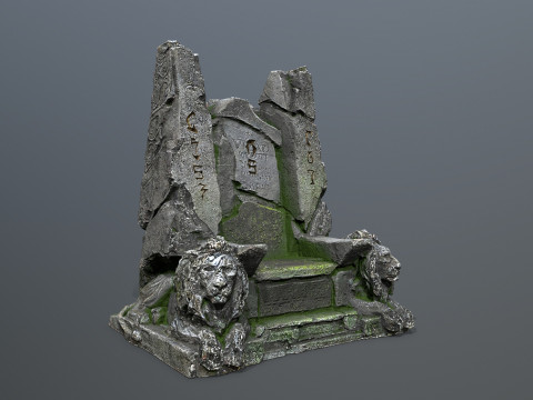 Lion Stone Throne Modèle 3D
