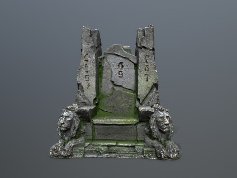 Lion Stone Throne Modèle 3D