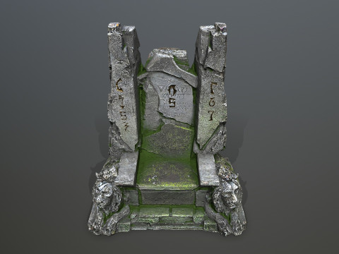 Lion Stone Throne Modèle 3D