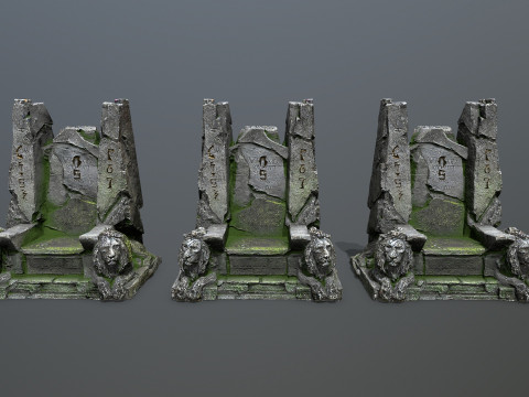 Lion Stone Throne Modèle 3D