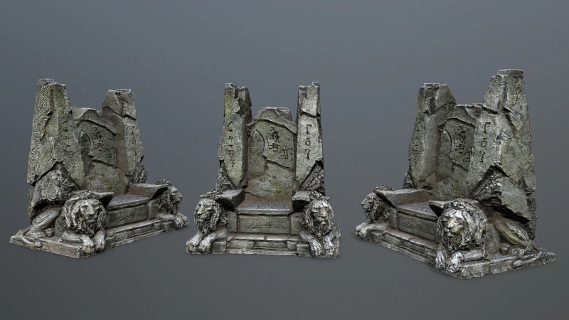 Lion Stone Throne 3D Model .c4d .max .obj .3ds .fbx .stl .blend 
