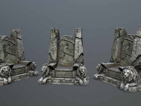 Lion Stone Throne 3D Model