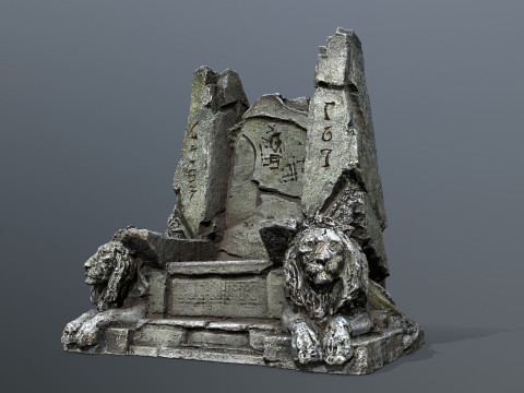 Lion Stone Throne 3D Model