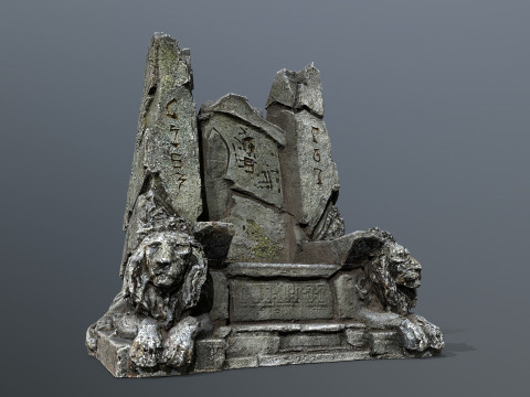 Lion Stone Throne 3D Model