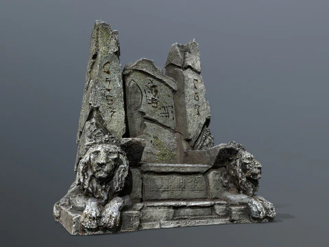 Lion Stone Throne 3D Model