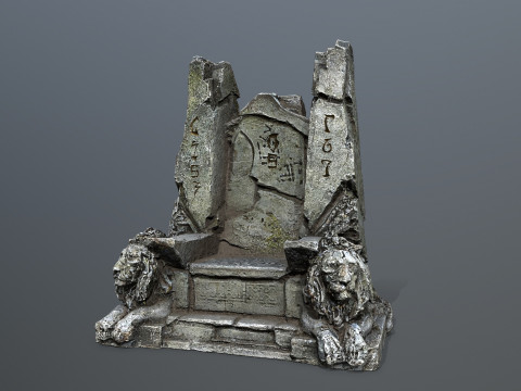 Lion Stone Throne 3D Model