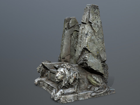 Lion Stone Throne 3D Model