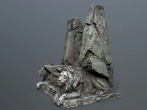 Lion Stone Throne 3D Model