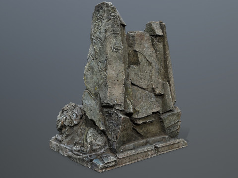Lion Stone Throne 3D Model