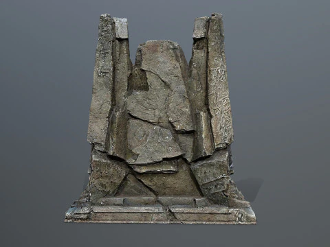 Lion Stone Throne 3D Model