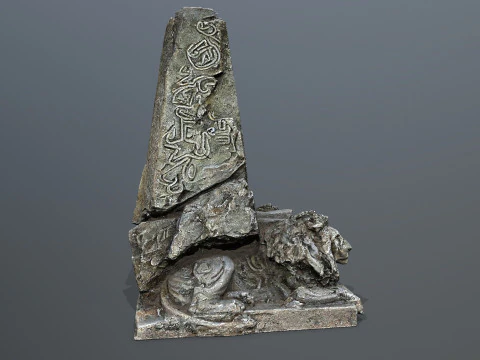 Lion Stone Throne 3D Model