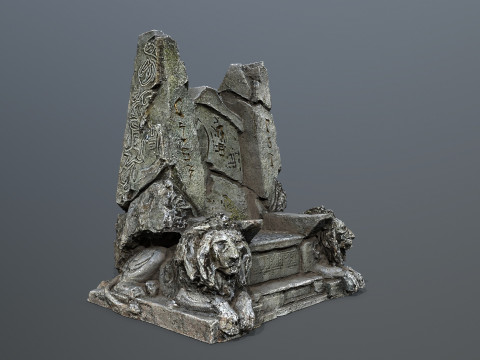 Lion Stone Throne 3D Model