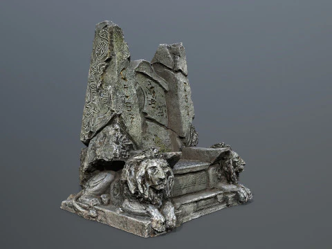 Lion Stone Throne 3D Model