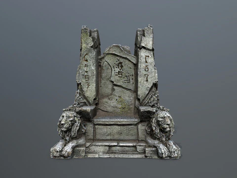 Lion Stone Throne 3D Model