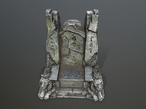 Lion Stone Throne 3D Model