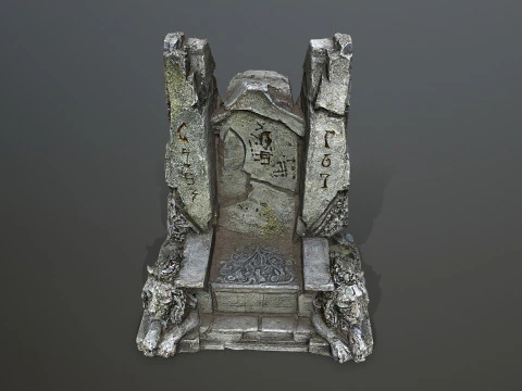 Lion Stone Throne 3D Model