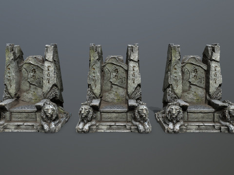 Lion Stone Throne 3D Model